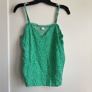 Old Navy green floral ruffle tank top medium